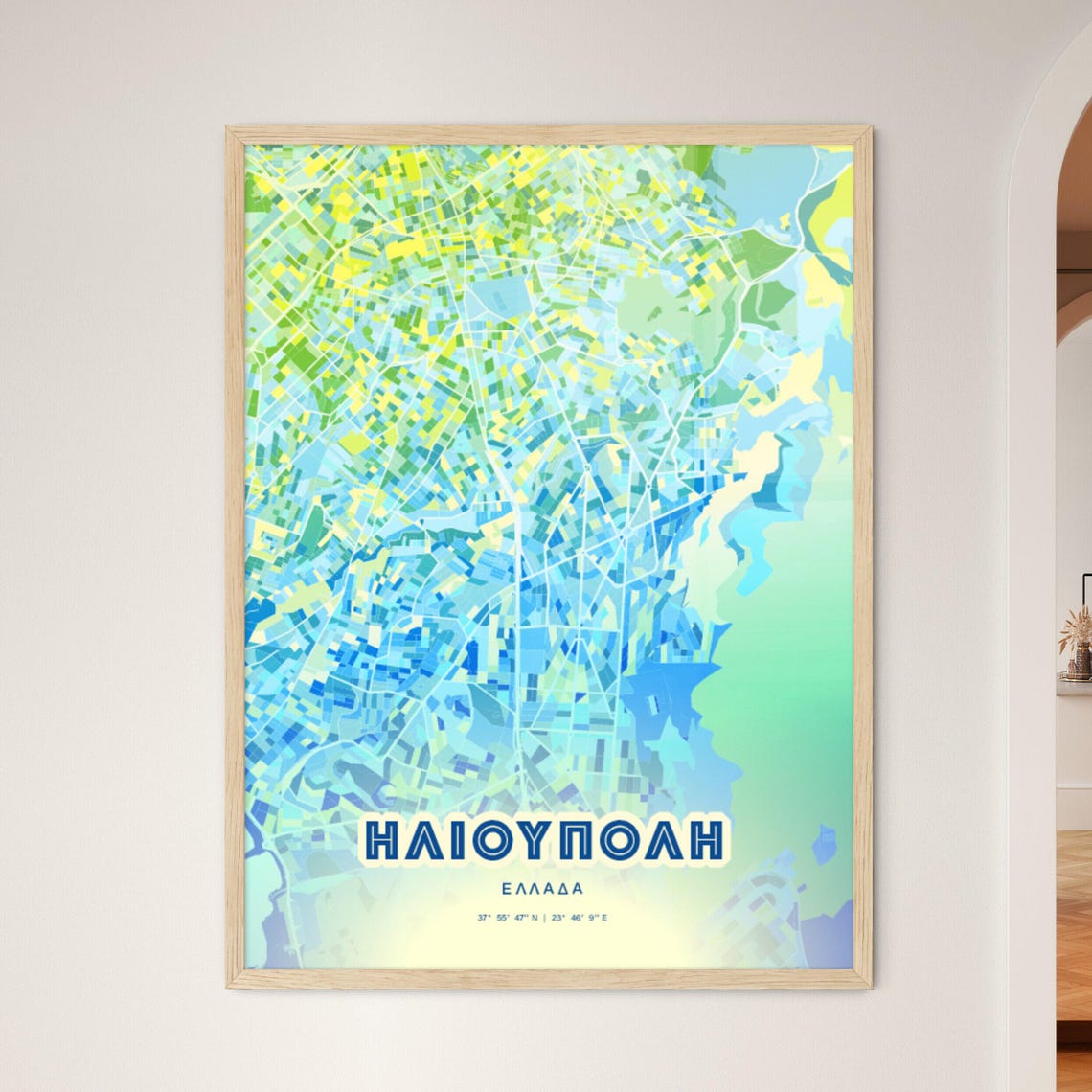 Ilioupoli Greece Customizable City Map Poster For Home Wall Decor