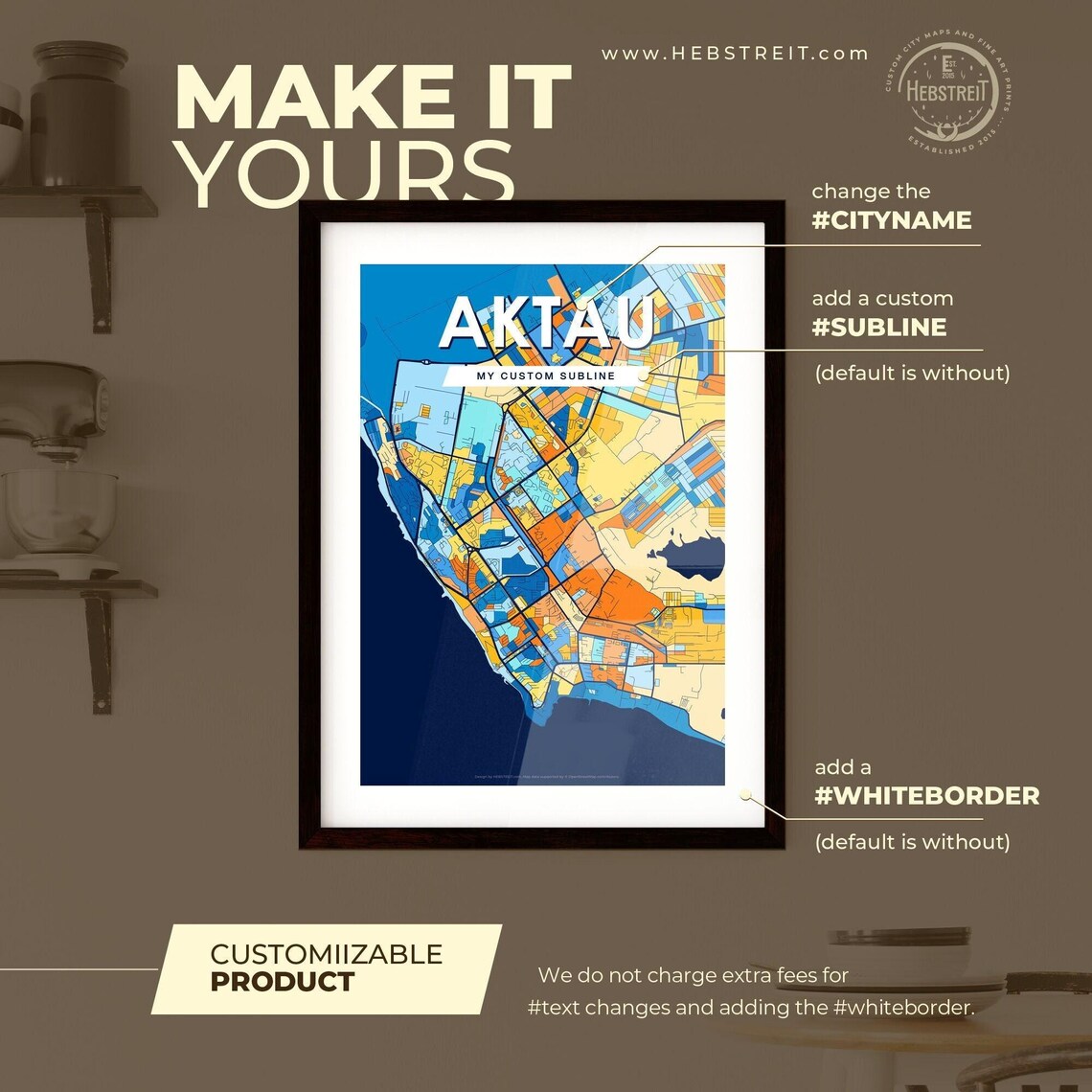 Aktau Kazakhstan Modern Colorful Map Art City Street Design Poster - Image 2