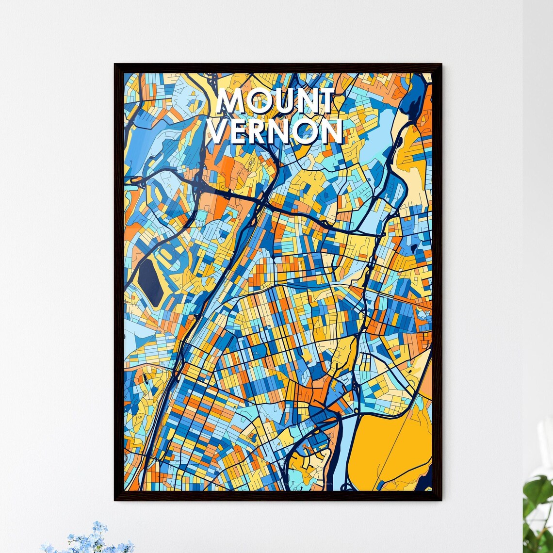Mount Vernon New York Colorful Modern City Street Map Artwork Poster