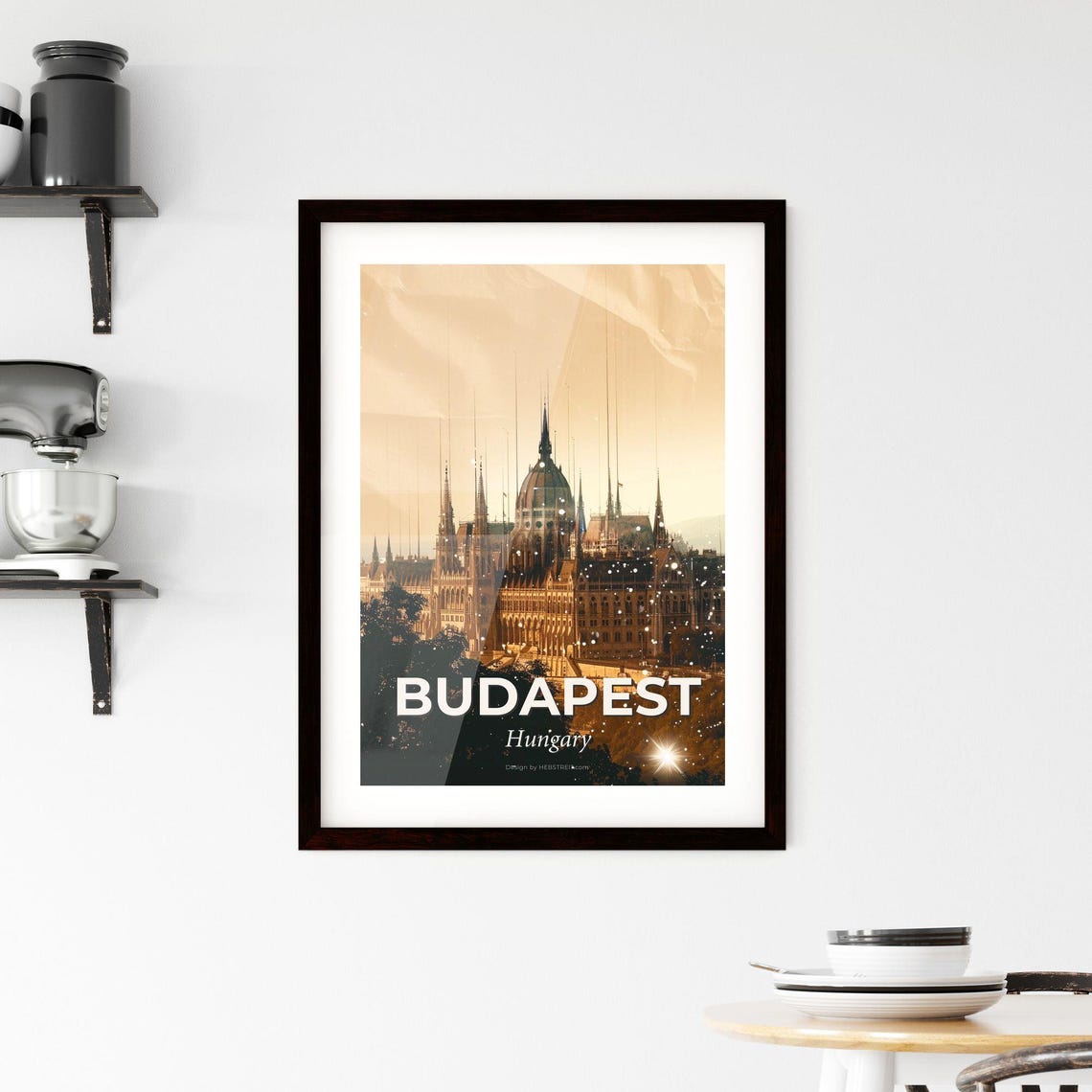 Budapest Hungary Parliament Building Golden Cityscape Poster - Image 2