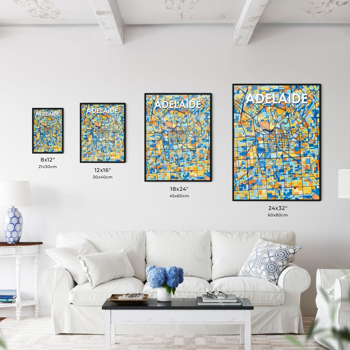 Adelaide Australia Colorful Modern City Street Map Travel Decor Poster - Image 3