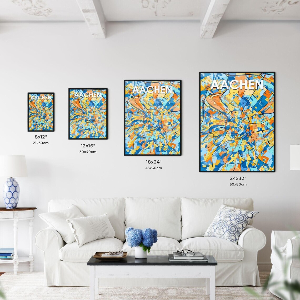 Aachen Germany Colorful City Street Map Poster Vibrant Travel Decor Gift - Image 3