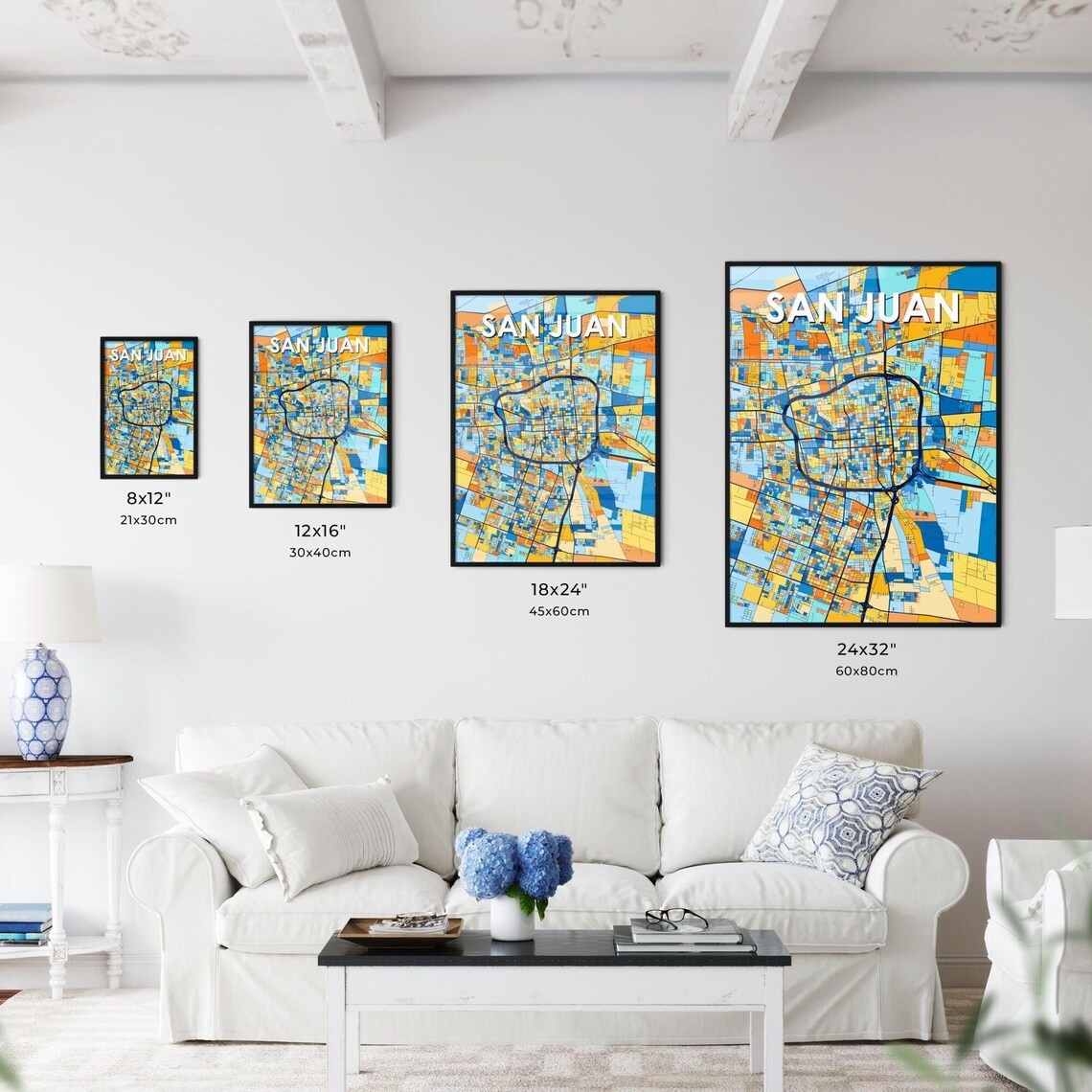 San Juan Argentina Colorful Vibrant City Street Map Art Poster - Image 3