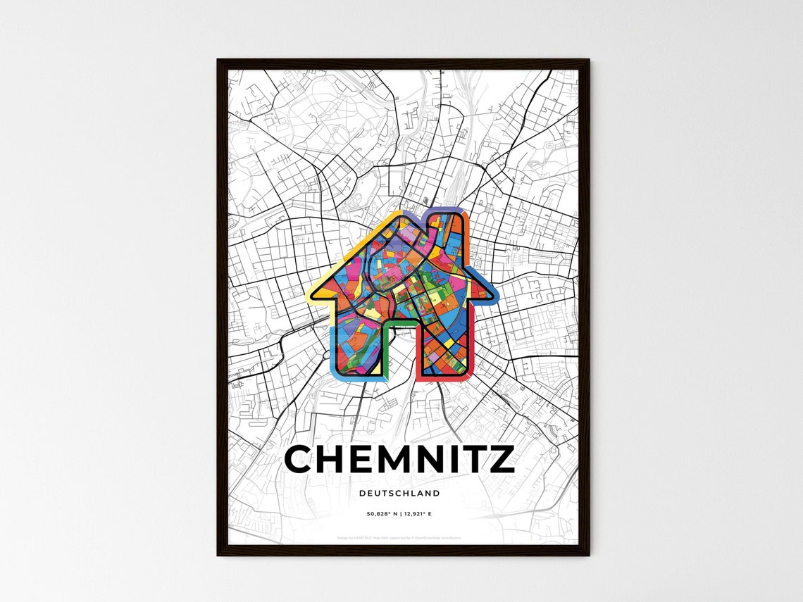 Chemnitz Germany Where It All Began Heart Map Coordinates Poster - Image 3