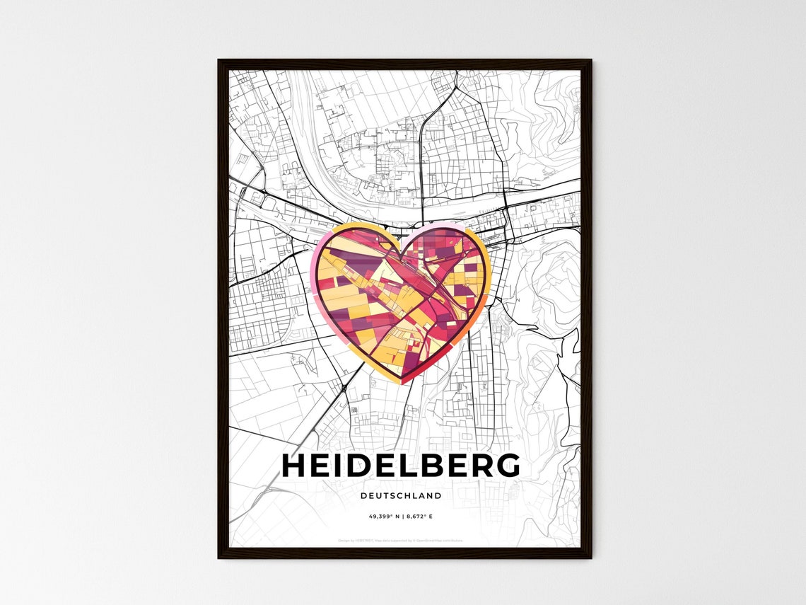 Heidelberg Germany Where It All Began Heart Map Coordinates Poster
