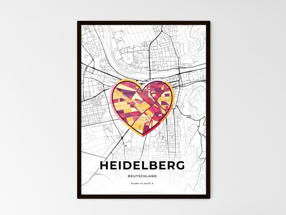 Heidelberg Germany Where It All Began Heart Map Coordinates Poster