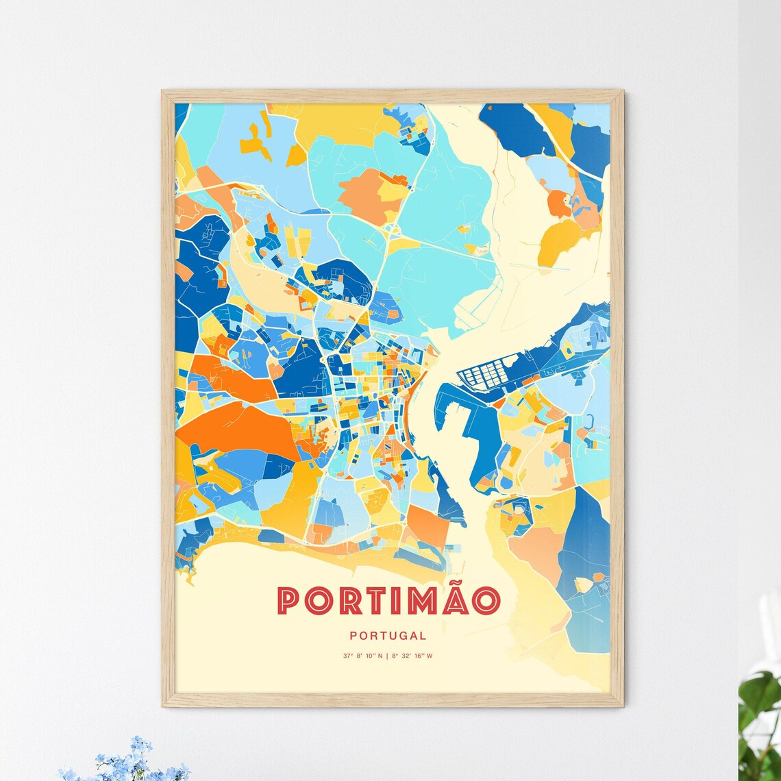 Portimao Portugal City Map Blue Orange Street Map Poster Algarve Gift