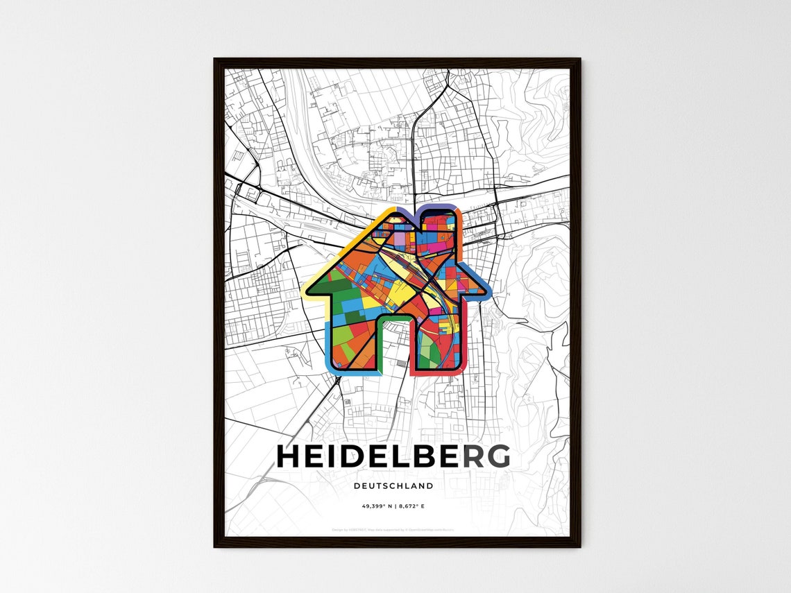 Heidelberg Germany Where It All Began Heart Map Coordinates Poster - Image 3