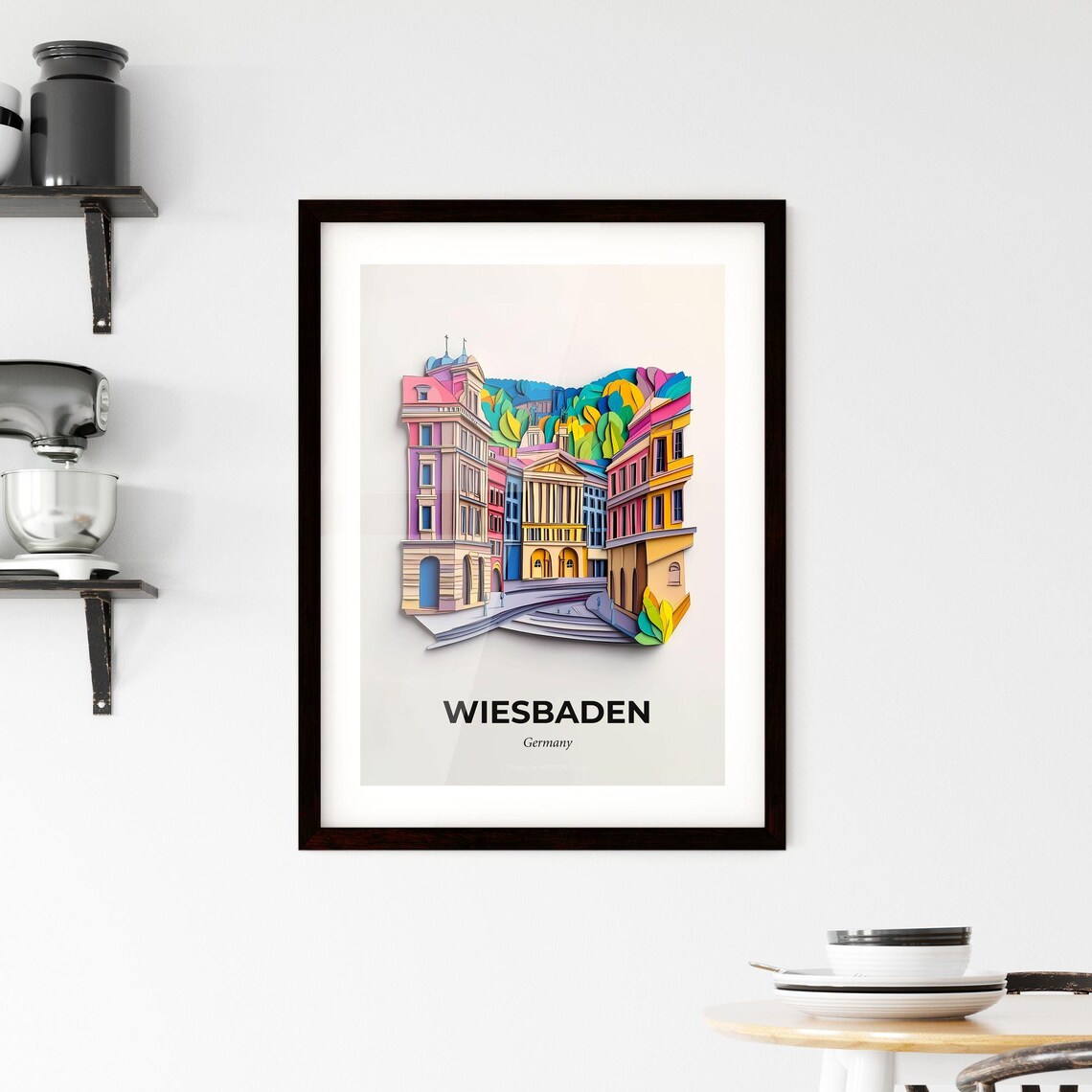 Wiesbaden Germany Colorful Paper Cut Historic Square Travel Poster - Image 2