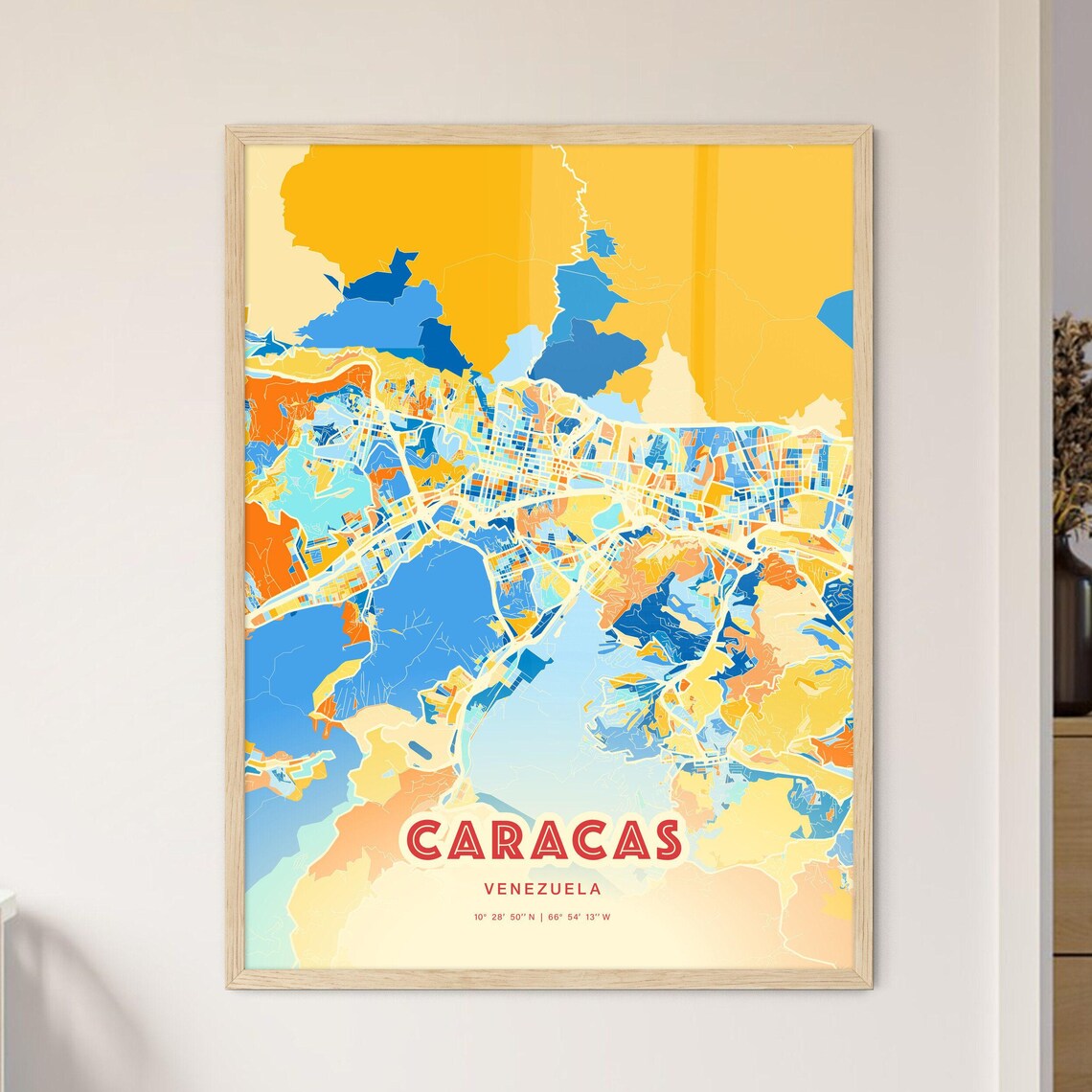 Caracas Venezuela Colorful City Map Coordinates Modern Art Poster