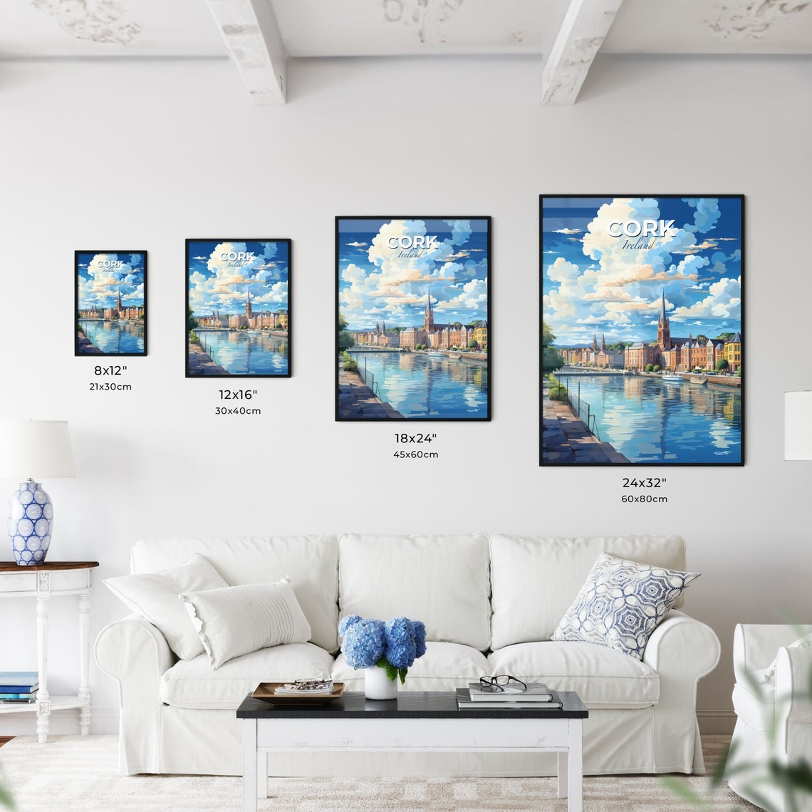 Cork Ireland Riverside Skyline Sunset River Reflections Travel Poster - Image 3