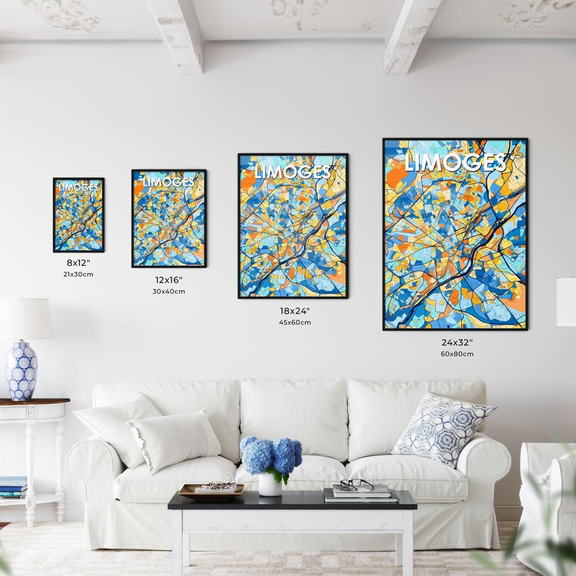Limoges France Colorful Abstract City Map Modern Art Gift Poster - Image 3