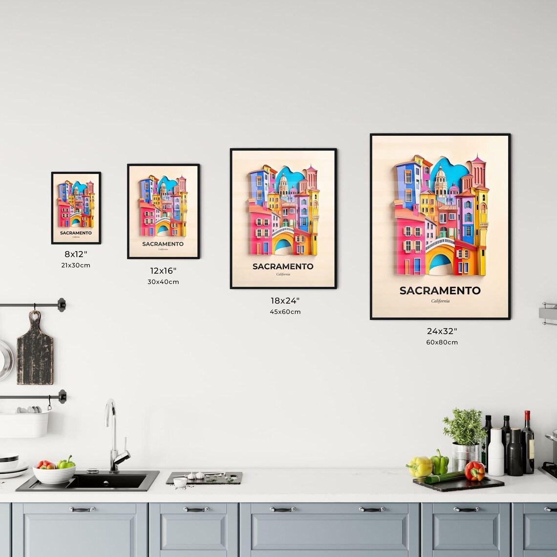 Sacramento California Clock Tower City Vivid Bridge Art Poster - Image 3