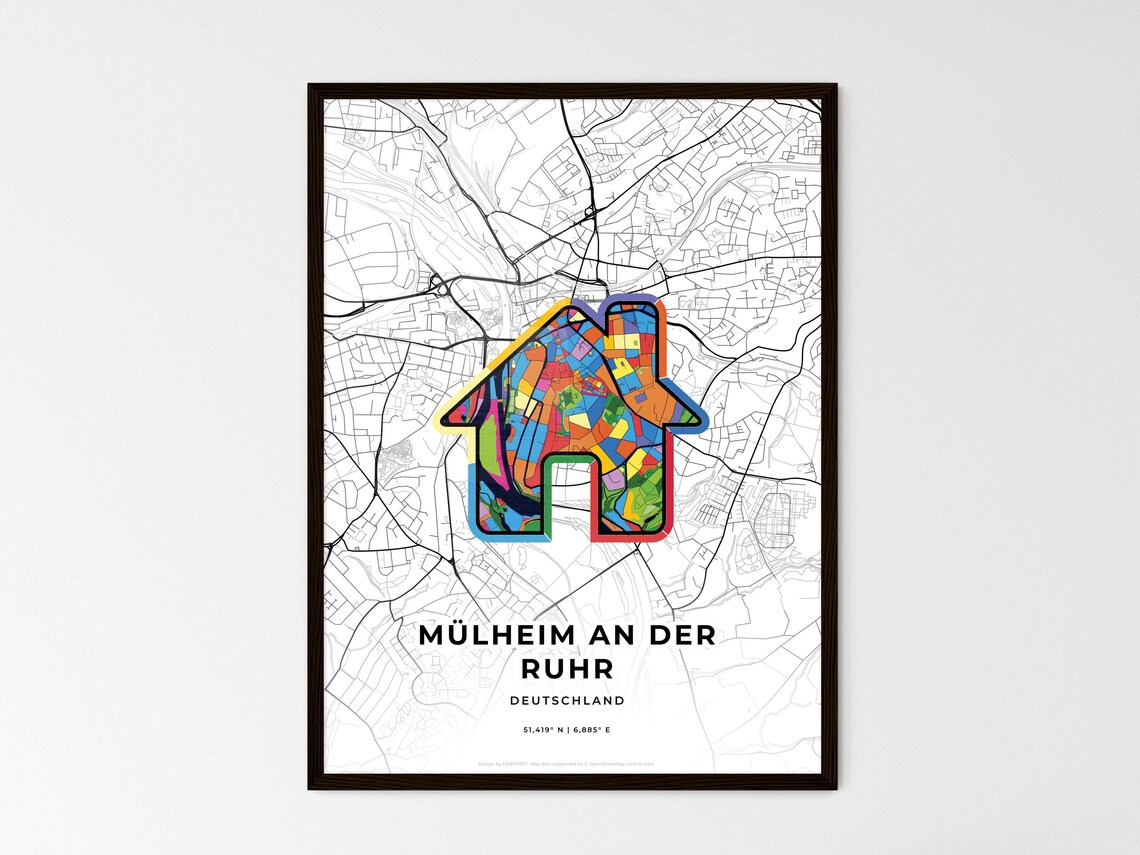 Mülheim an der Ruhr Germany Where It All Began Heart Map Coordinates Poster - Image 3