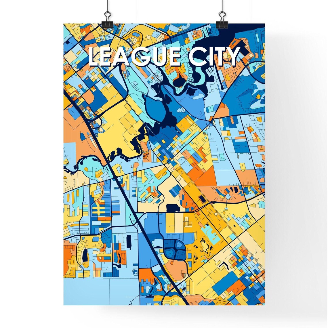 League City Texas Bright Mosaic City Street Map Artwork Poster - Image 4