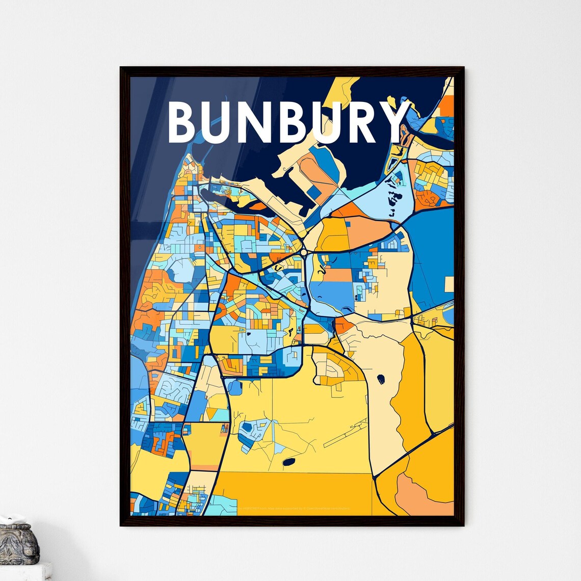 Bunbury Australia Vibrant City Map Artwork Colorful Travel Decor Poster