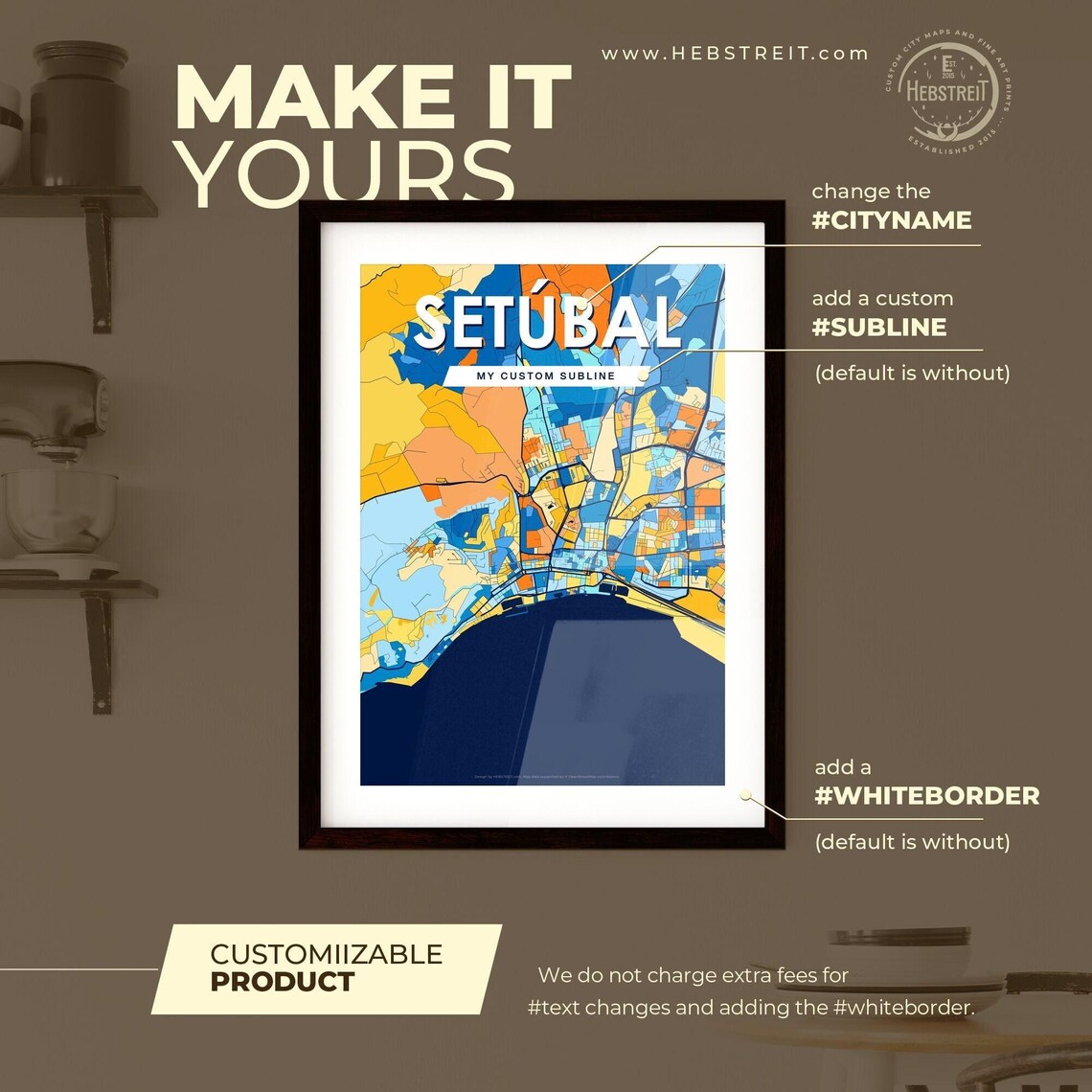 Setubal Portugal Vibrant City Map Artwork Colorful Travel Decor Poster - Image 2