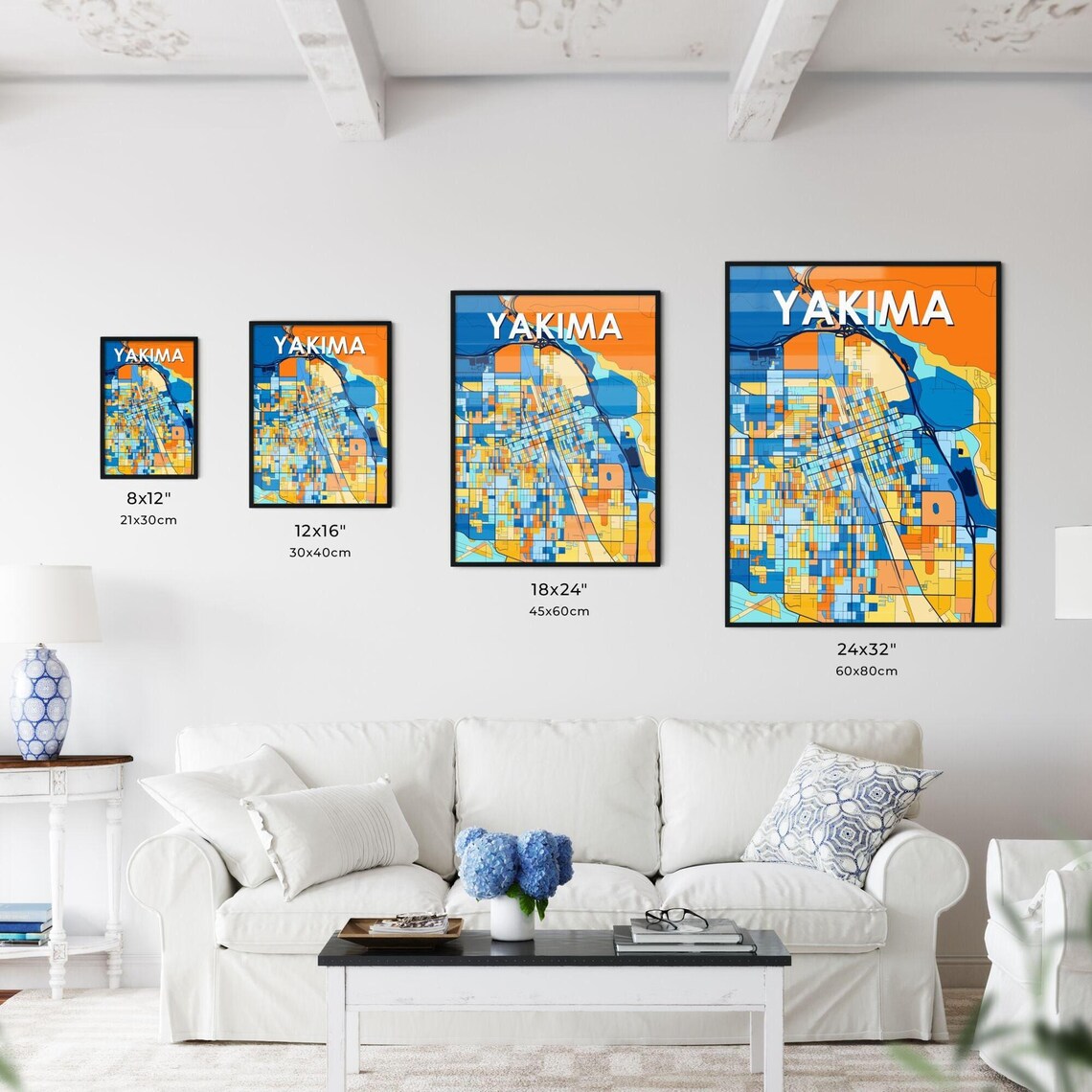 Yakima Washington Colorful Modern City Street Map Travel Decor Poster - Image 3