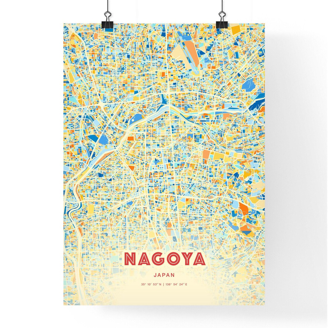 Nagoya Japan Coordinates Colorful City Map Art Travel Poster - Image 3