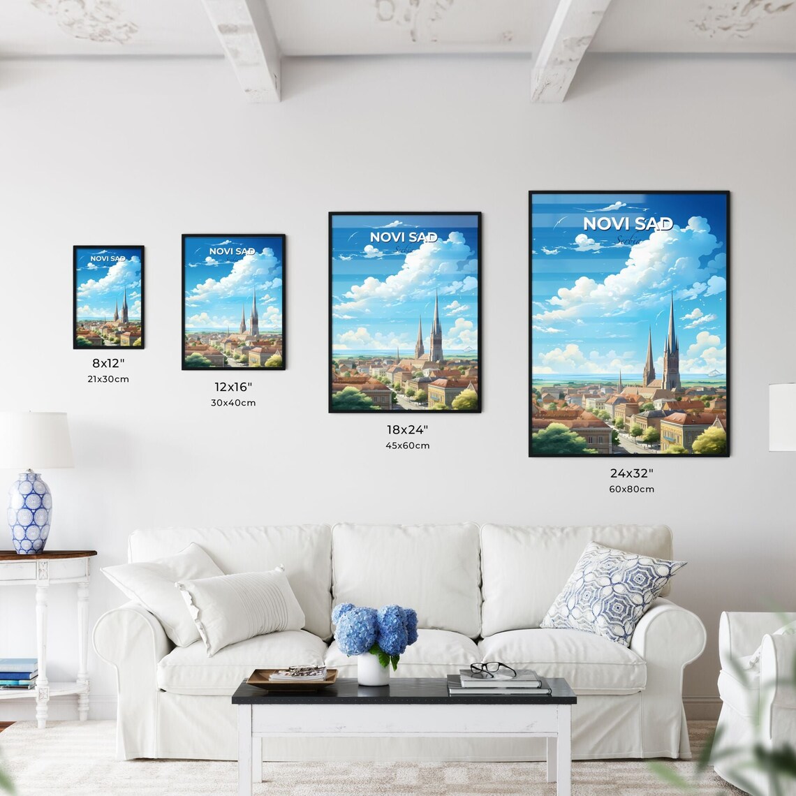Novi Sad Serbia Cathedral Spires Blue Sky Old Town Travel Poster - Image 3