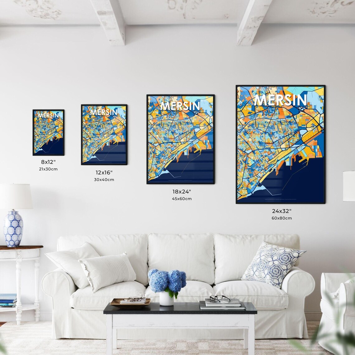 Mersin Turkey Artistic Colorful City Map Wall Decor Travel Design Poster - Image 3