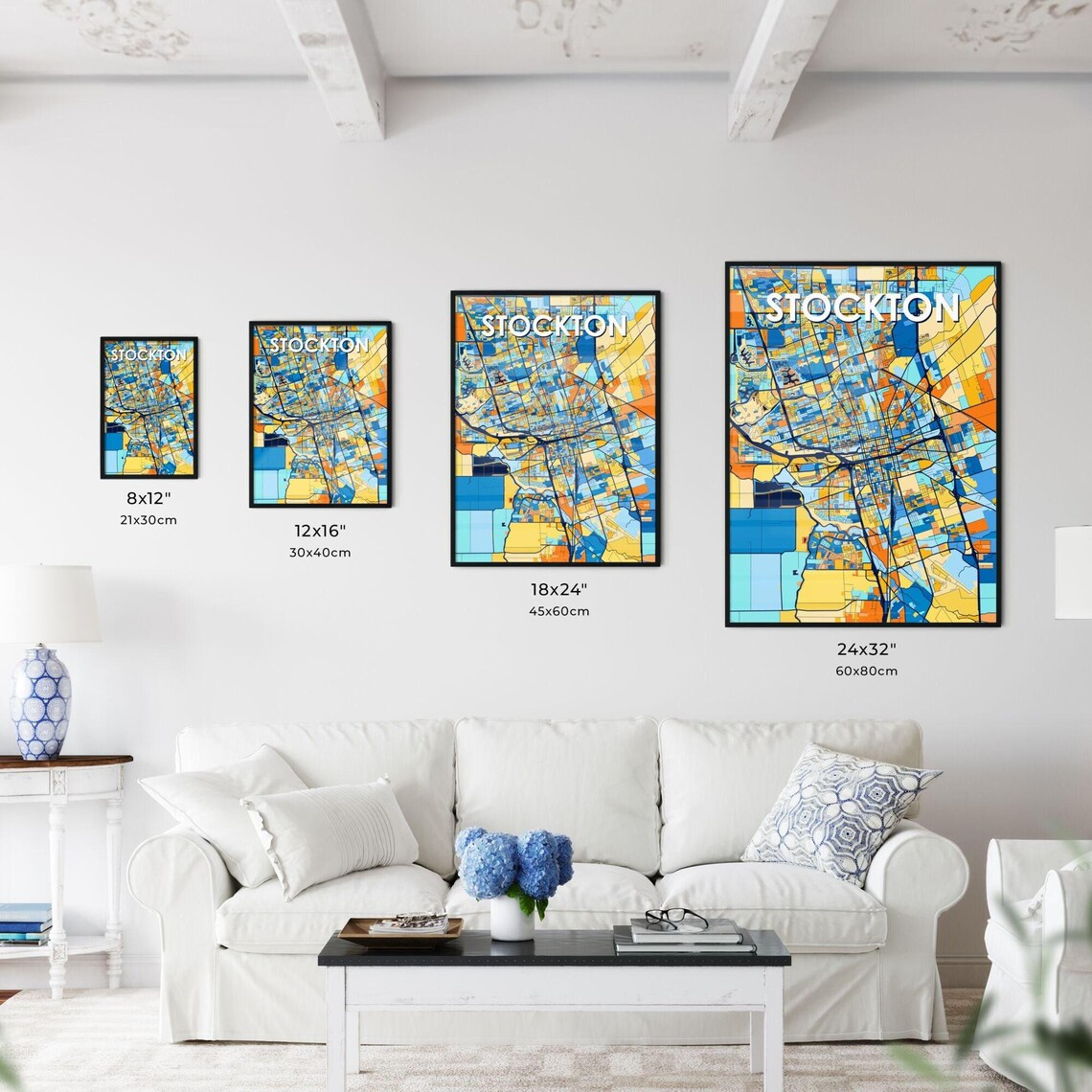 Stockton California City Map Poster Vibrant Modern Home Wall Decor - Image 3