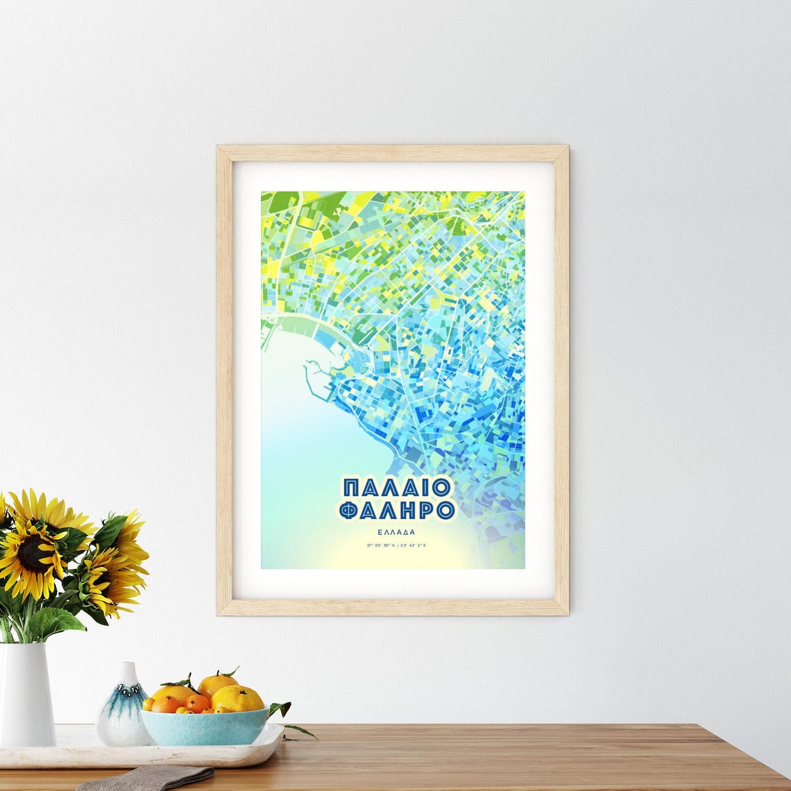 Palaio Faliro Greece Customizable City Map Poster For Home Wall Decor - Image 3