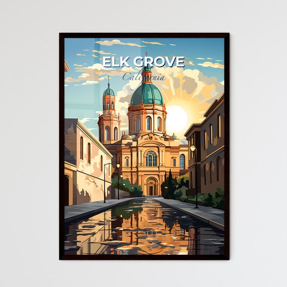 Elk Grove California A Building With A Blue Dome And Green Roof Travel Skylines Collection Customizable