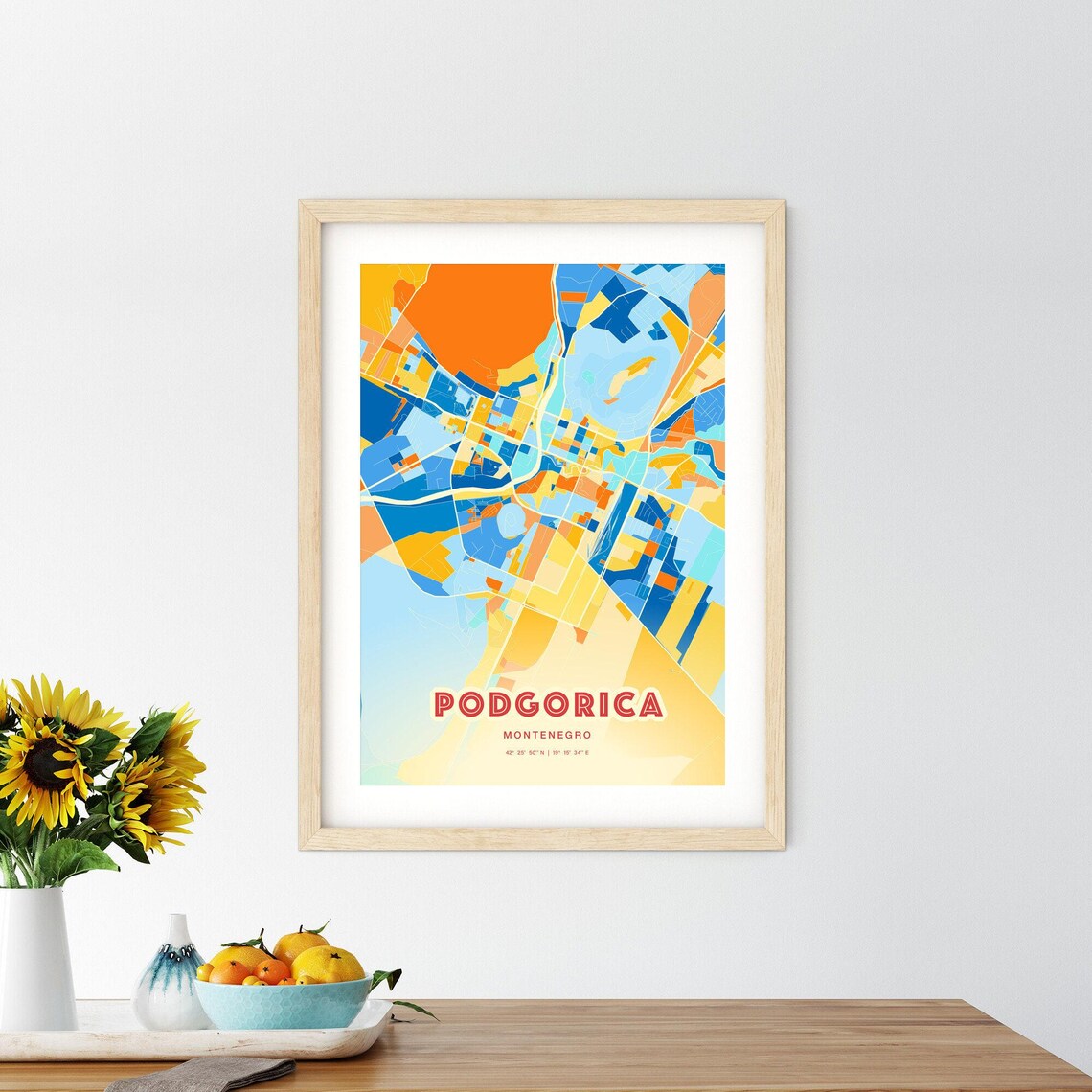 Podgorica Montenegro Colorful City Map Coordinates Travel Poster - Image 2