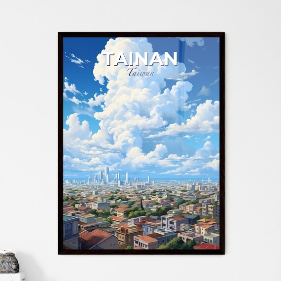 Tainan Taiwan City Rooftops Towering Cumulus Cloud Sky Travel Poster