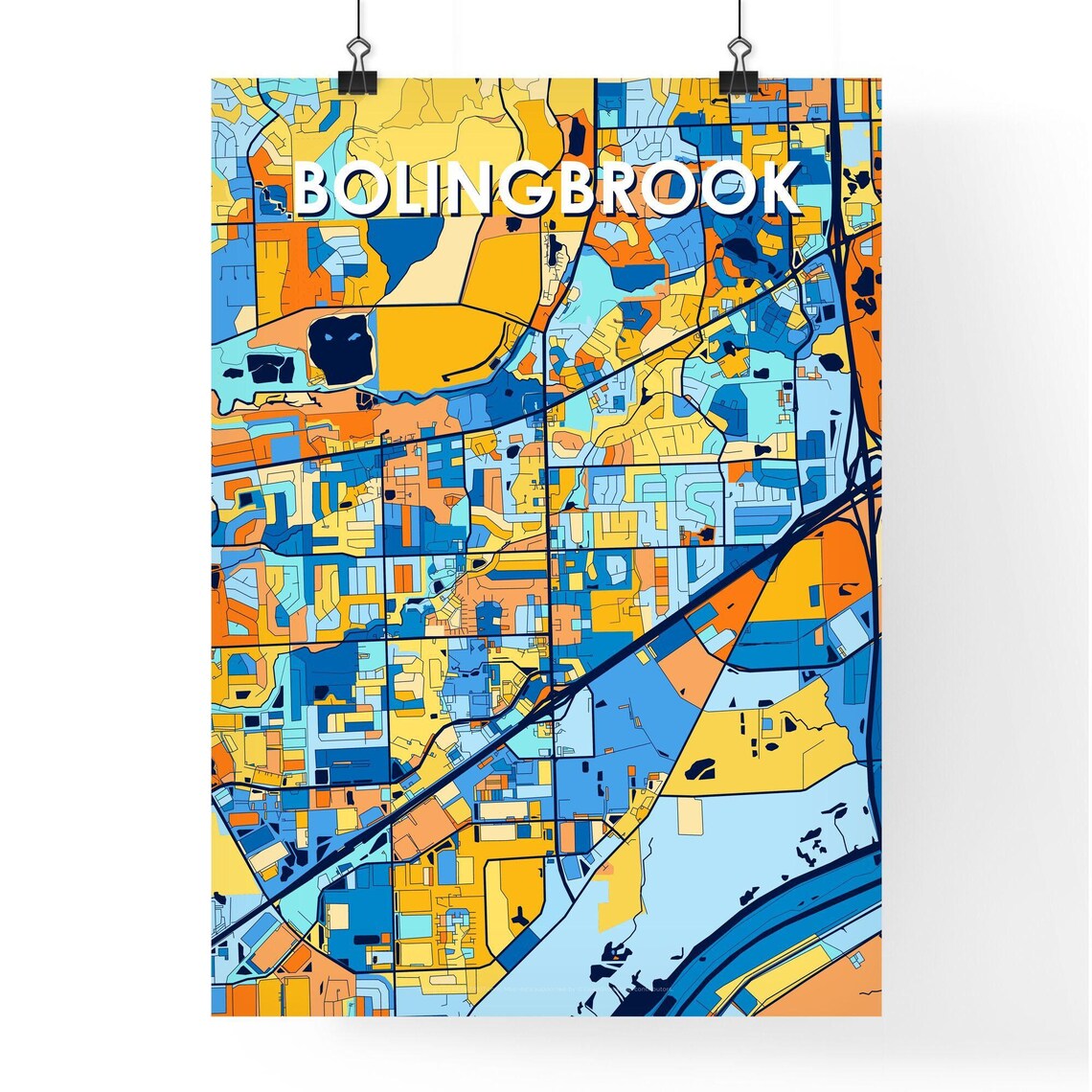 Bolingbrook Illinois Colorful City Map Art Home Decor Poster - Image 4