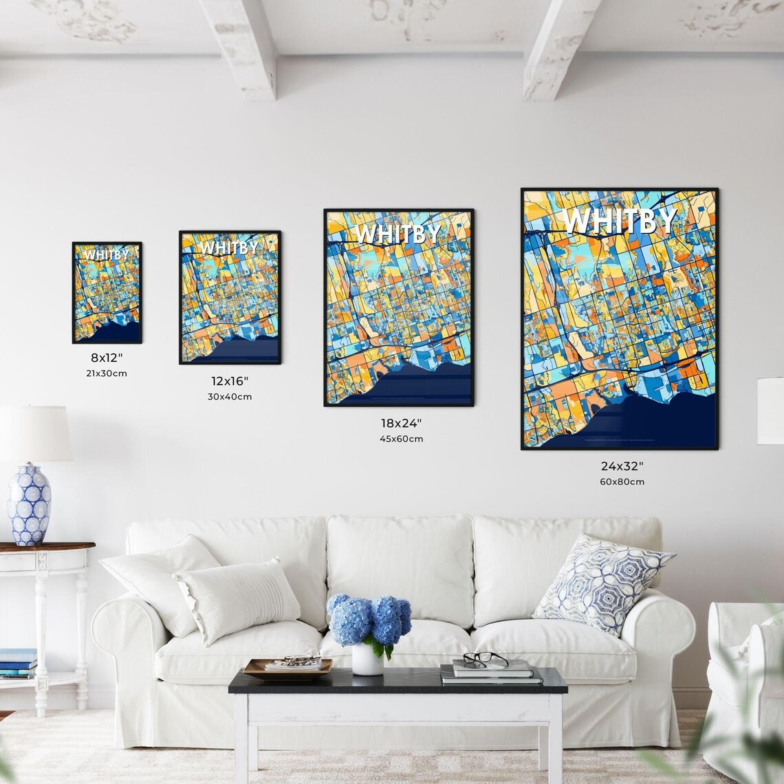 Whitby Ontario Canada Colorful Modern City Street Map Travel Decor Poster - Image 3