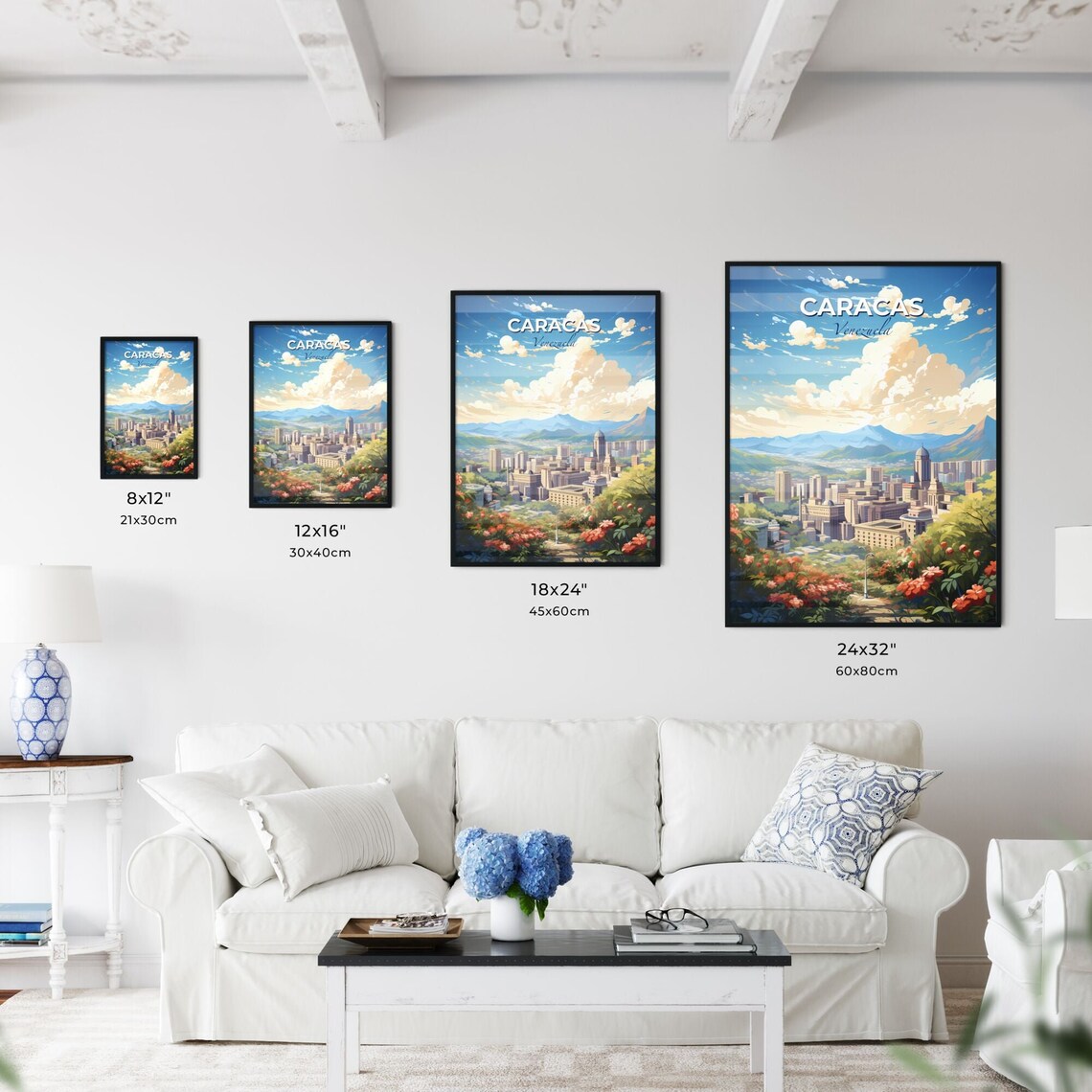 Caracas Venezuela Skyline Mountain Flowers Cityscape Travel Poster - Image 3
