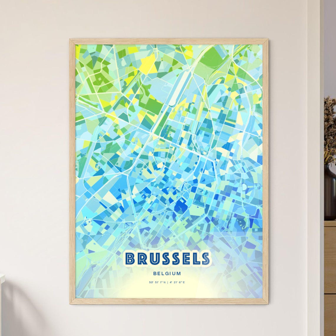 Brussels Belgium Customizable City Map Poster For Home Wall Decor