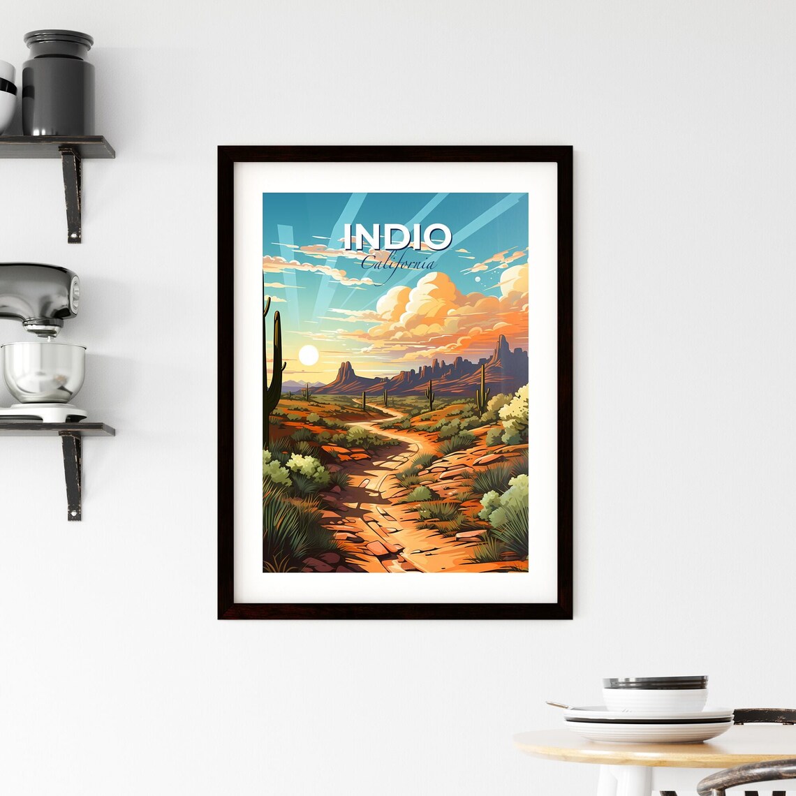 Indio California Desert Sunset Saguaro Cactus Landscape Poster - Image 2