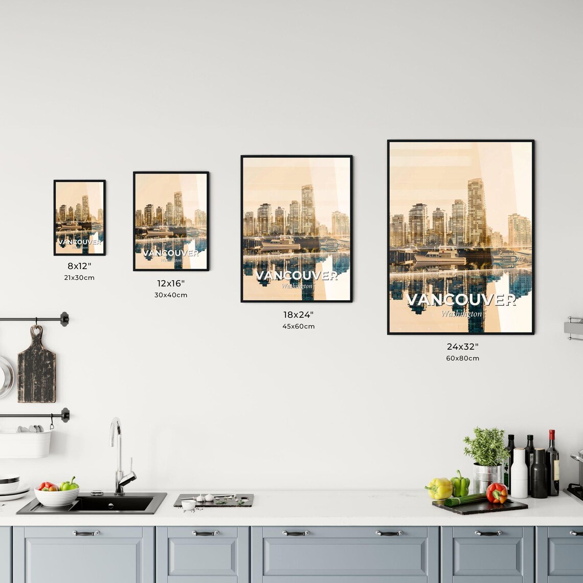 Vancouver Washington Golden Waterfront Tower Reflection Art Poster - Image 3