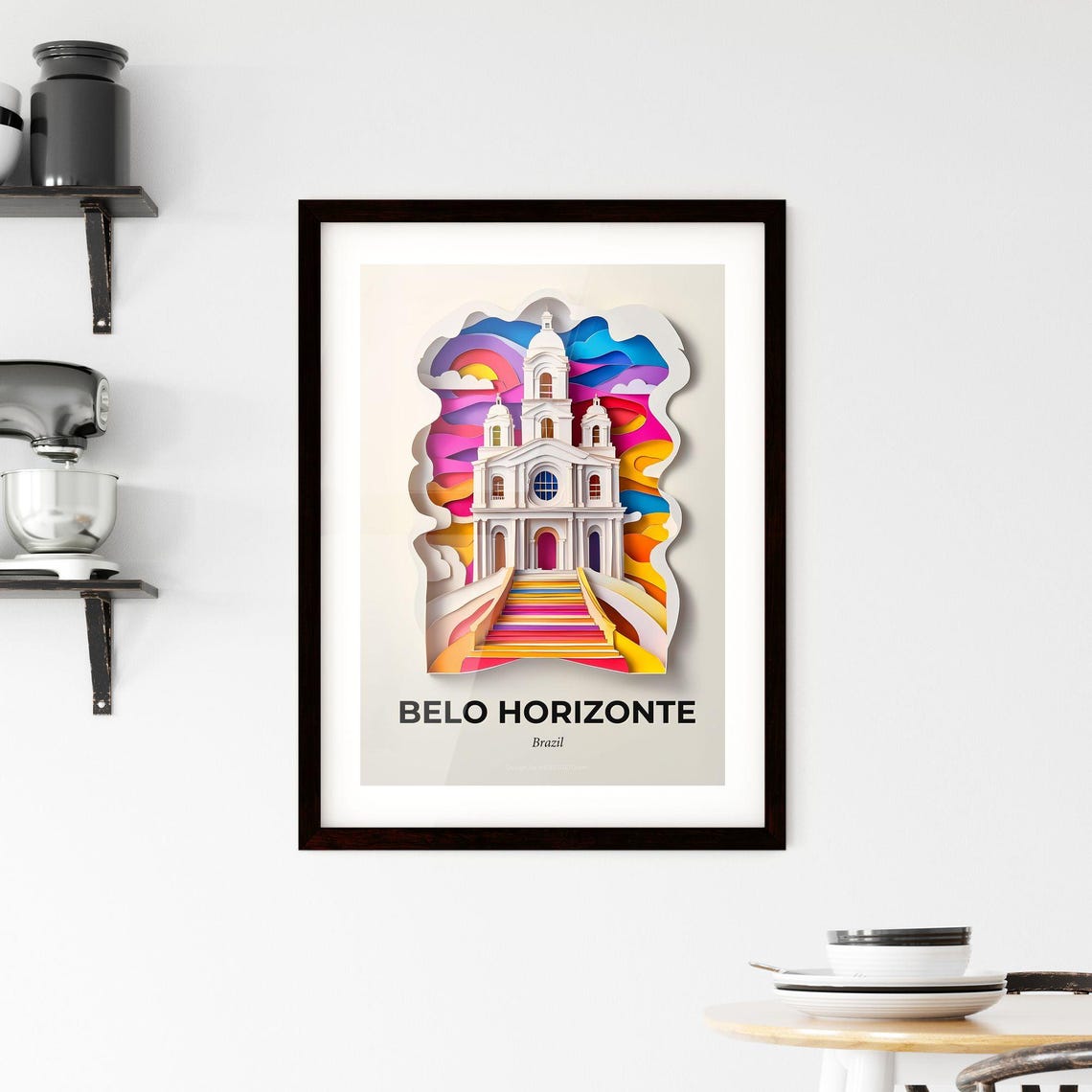 Vivid Belo Horizonte Brazil A Church With A Rainbow Colored Staircase Leading To It Fine Art Print Customizable - Image 2