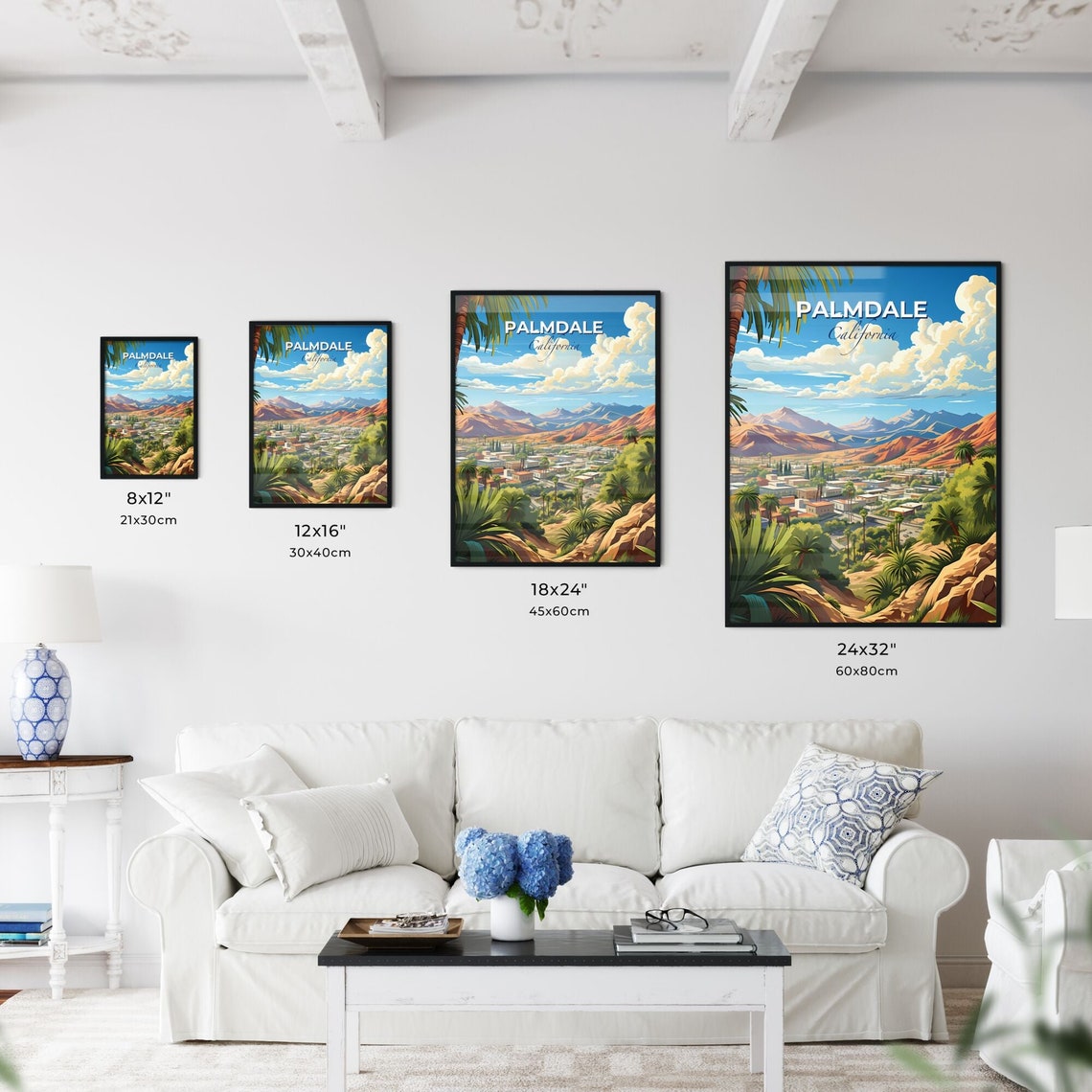 Palmdale California Desert Mountains Valley Town Palm View Poster - Image 3
