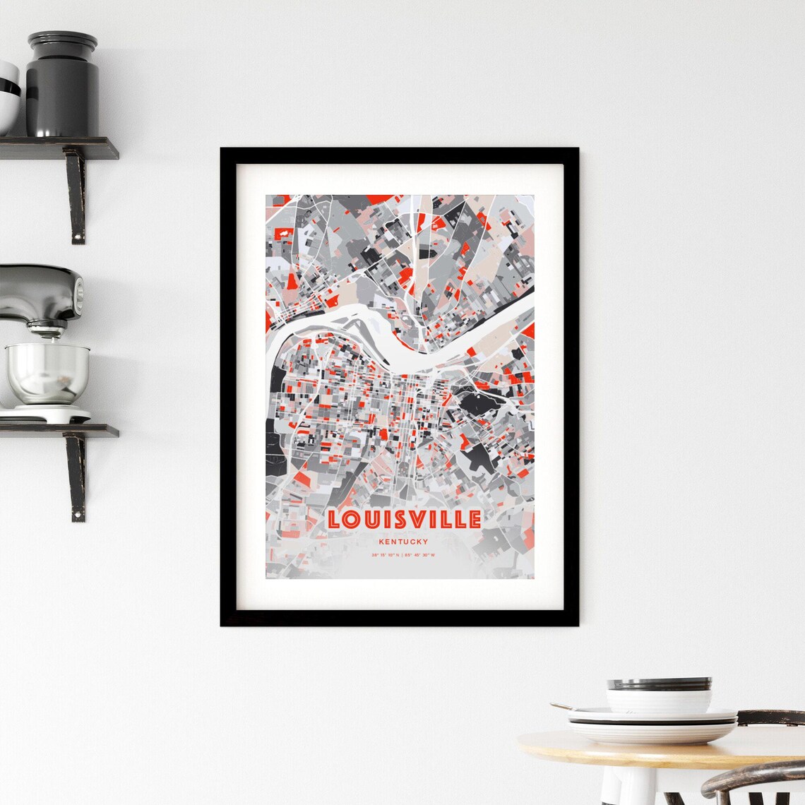 Louisville Kentucky Expressive Bold Red City Street Map Artwork Poster - Image 2