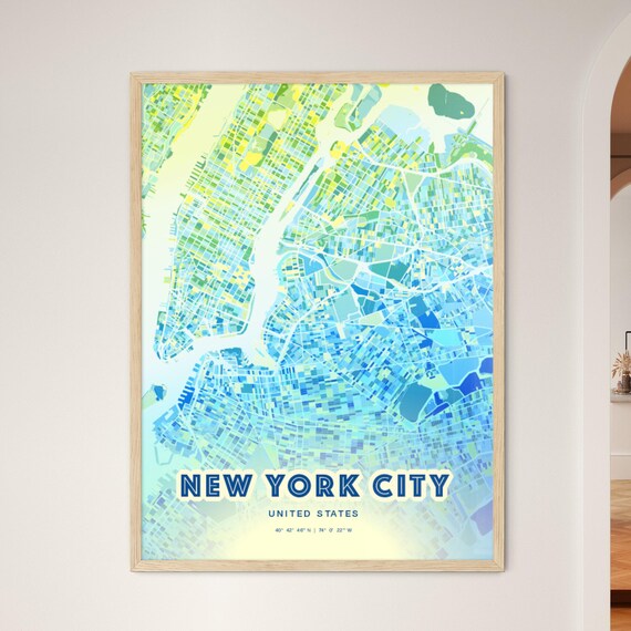 New York City United States Abstract Watercolor City Map Art Poster
