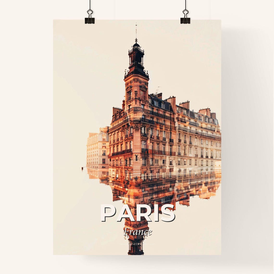 Paris France Double Exposure Haussmann Architecture Art Poster - Image 4