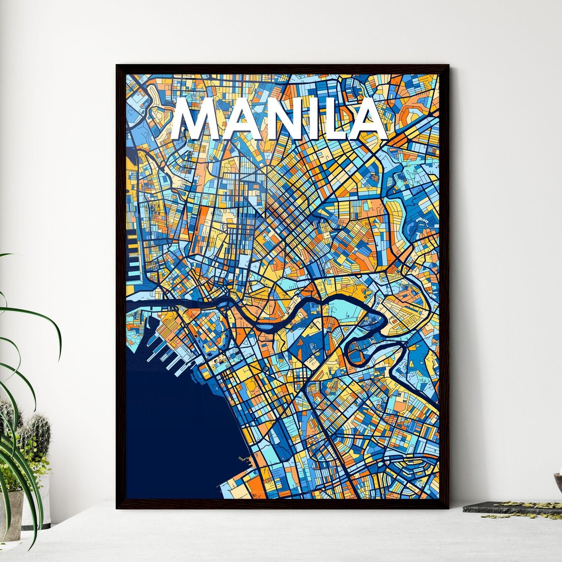 Manila Philippines Colorful Modern City Street Map Travel Decor Poster