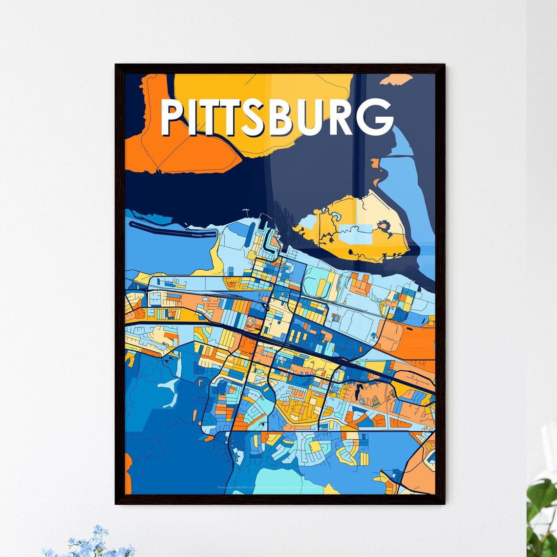Pittsburg California City Map Poster Vibrant Modern Wall Decor Art