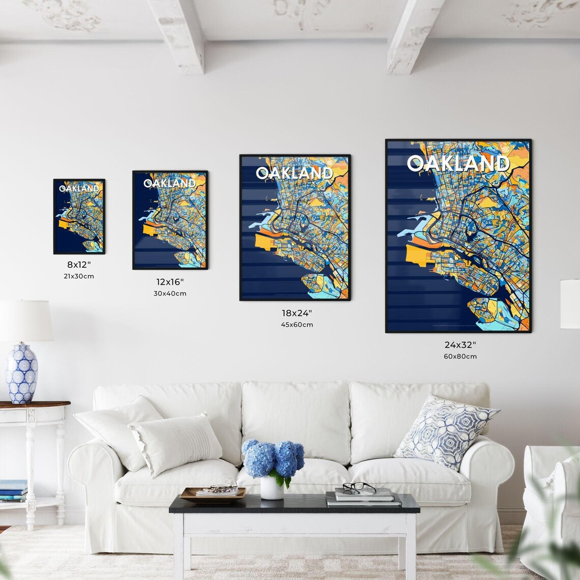 Oakland California Colorful Geometric City Street Map Poster - Image 3