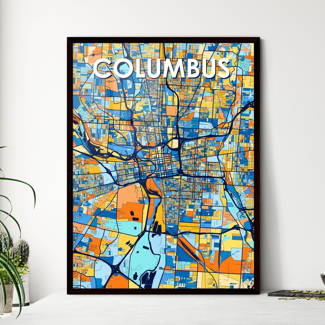 Columbus Ohio Vibrant Colorful Geometric Street Grid City Map Art Poster