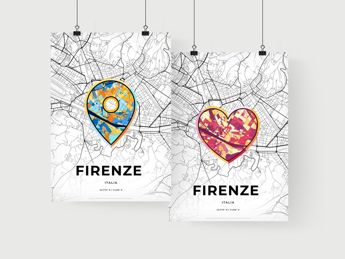 Florence Italy Minimalist Line Art Pin Shaped City Map Poster - Image 2