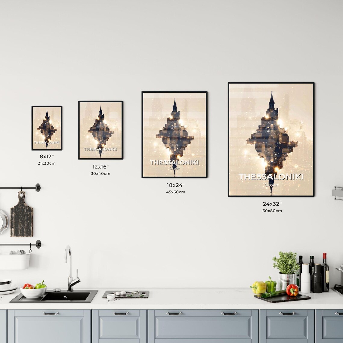 Thessaloniki Greece Skyline Silhouette City Travel Art Poster - Image 3