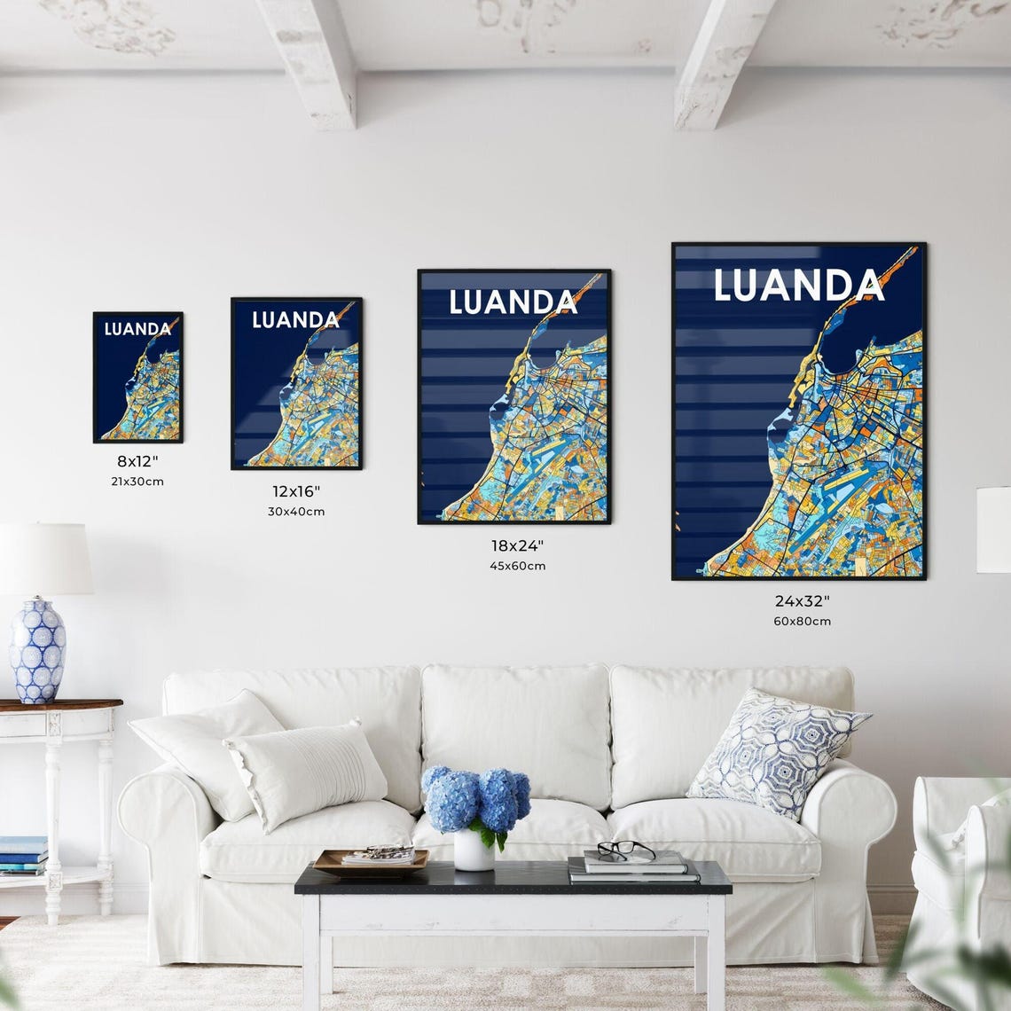 Luanda Angola Coastal Peninsula City Map Bold Vibrant Art Print - Image 3