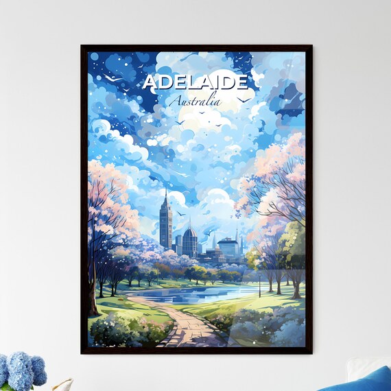 Adelaide Australia Blossom Park Skyline Spring City Travel Art Poster