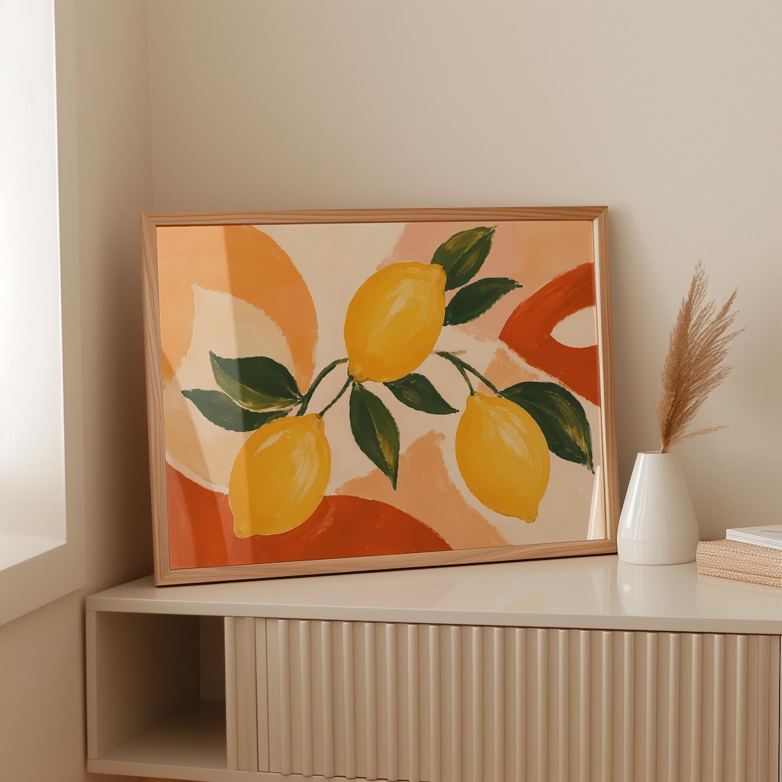 Abstract Lemon Branch, Mid Century Modern Wall Art